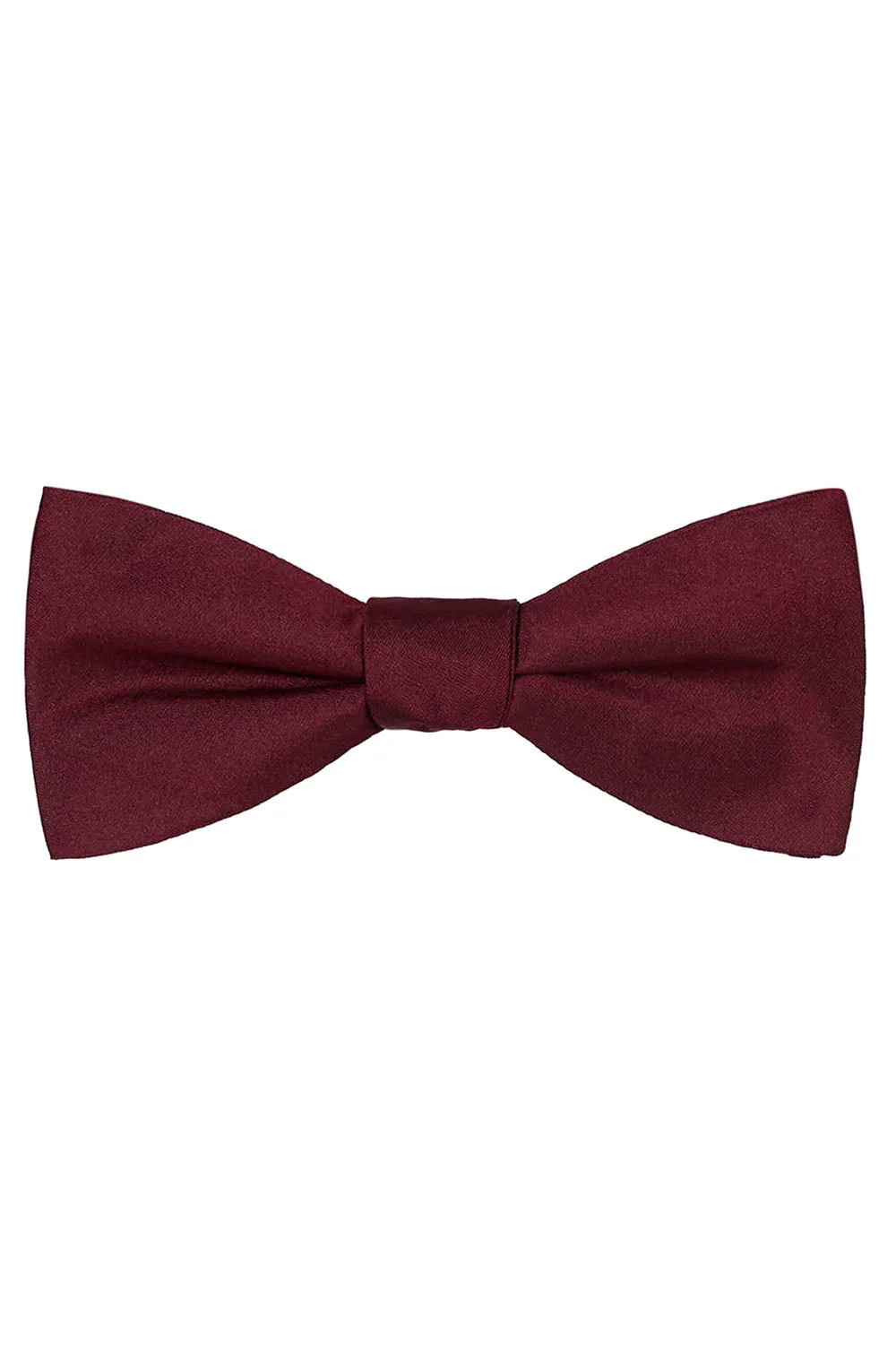 Burgundy Solid Satin Silk Bow Tie