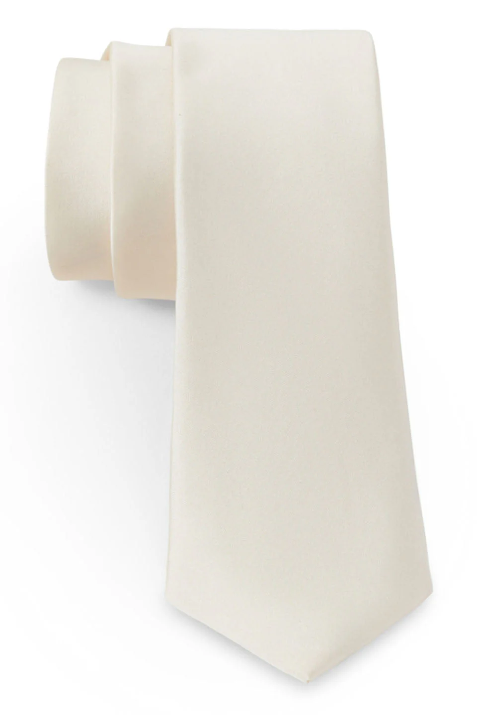 Ivory Solid Satin Silk Necktie