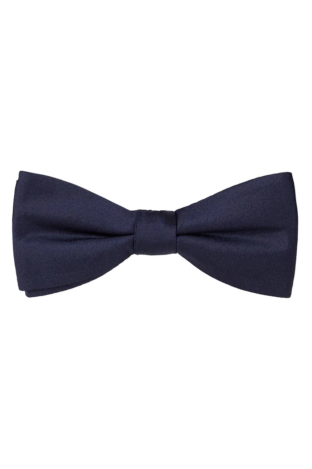 Navy Solid Satin Silk Bow Tie