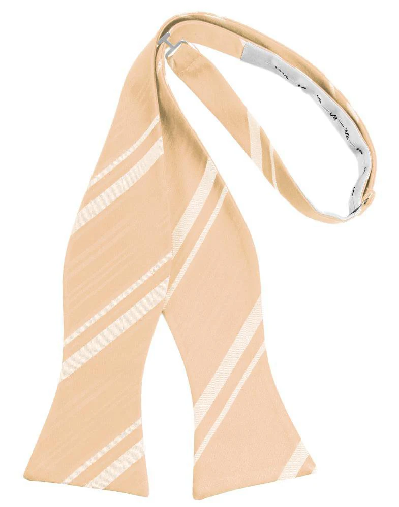 Apricot Striped Satin Bow Tie - Image 2