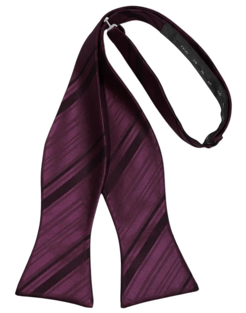 Berry Striped Satin Bow Tie - Image 2