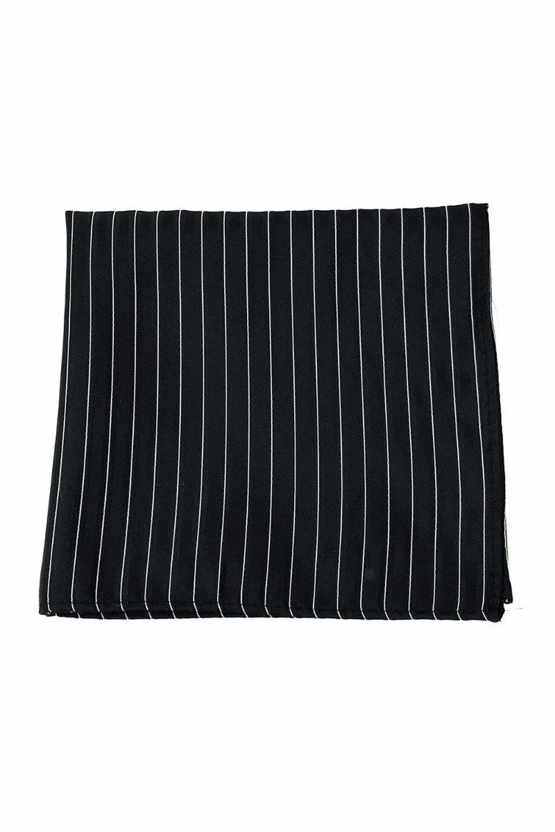 Black Newton Stripe Pocket Square