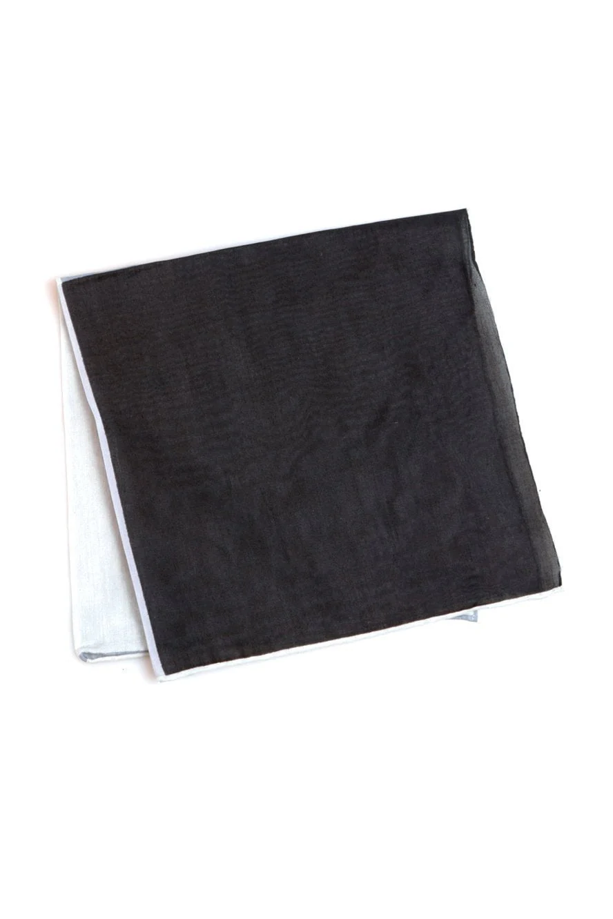 Black Silk & Cotton Blend Quad Pocket Square - Image 2
