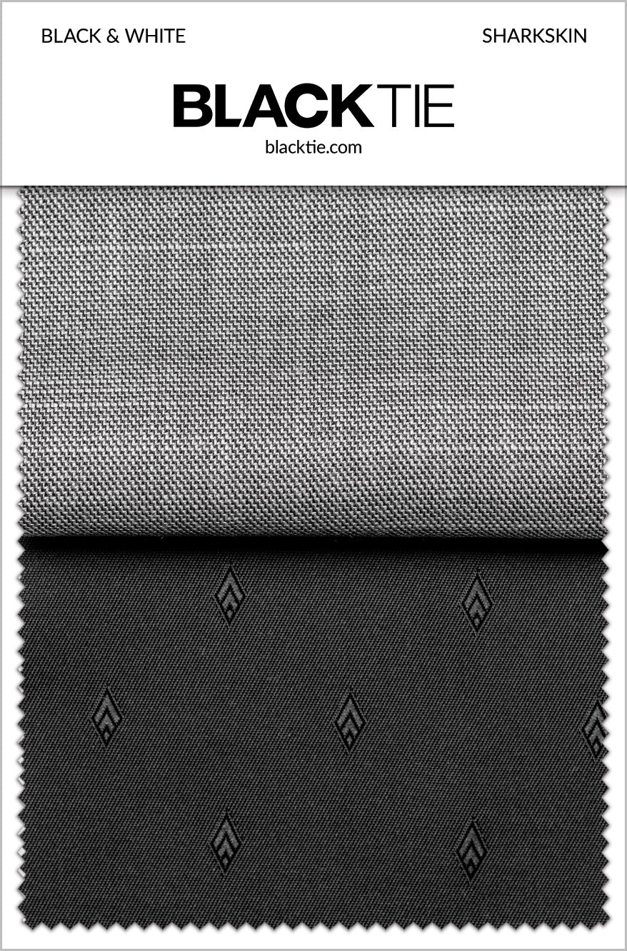 Black & White Sharkskin Fabric Swatch - Image 2