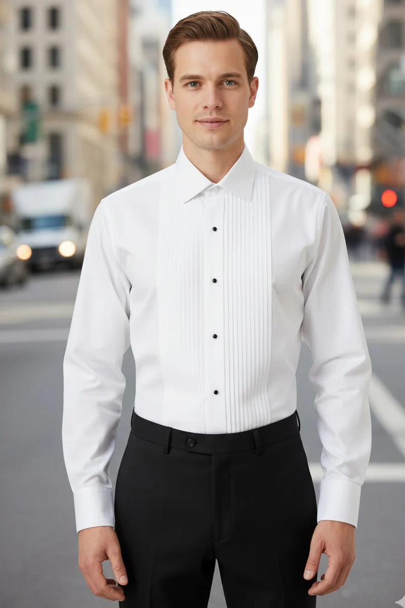 "Charles" White Spread Collar Tuxedo Shirt - Image 10