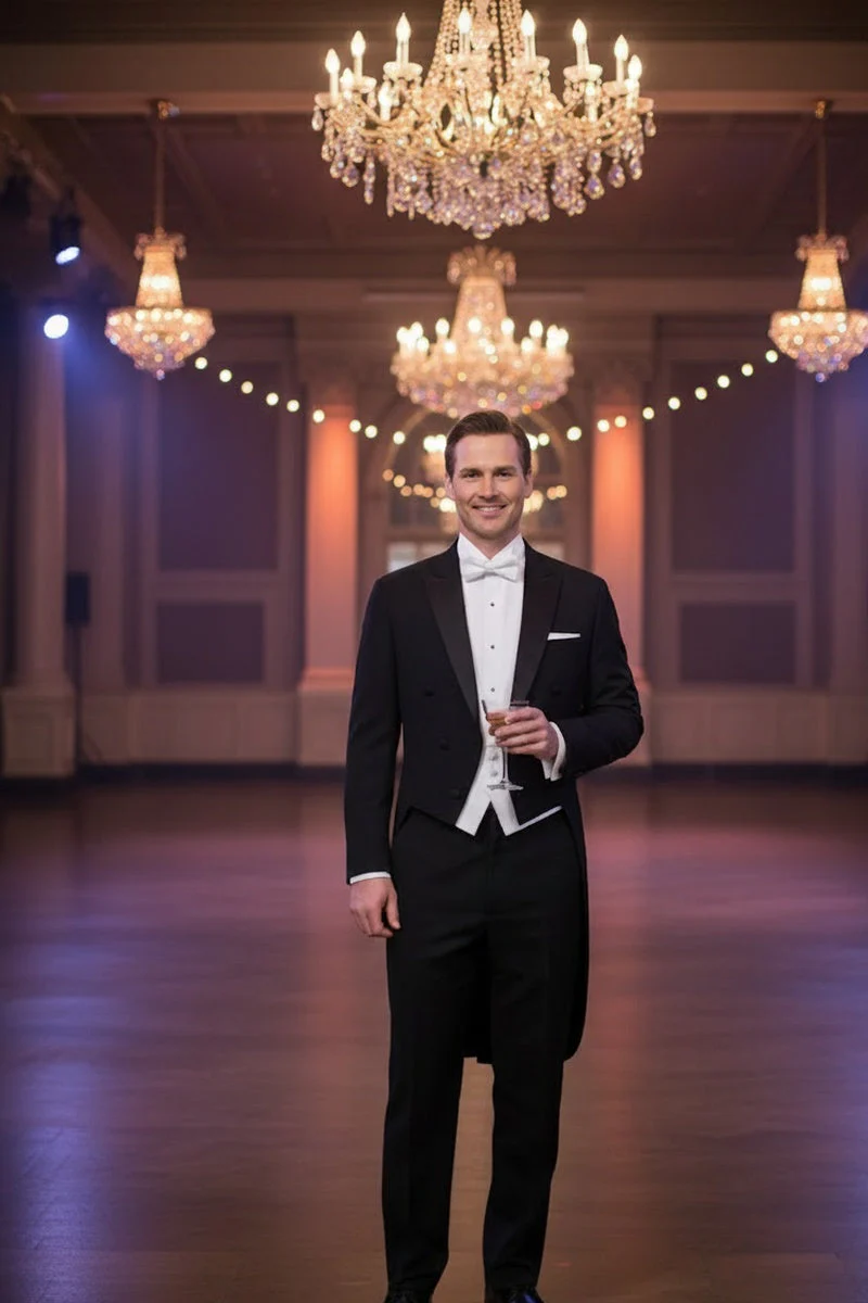 "Edward" Black Tuxedo Tailcoat - Image 8