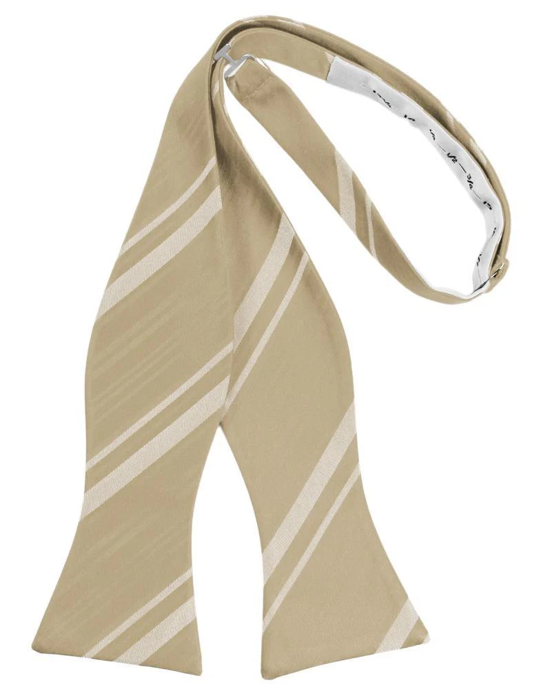 Golden Striped Satin Bow Tie - Image 2