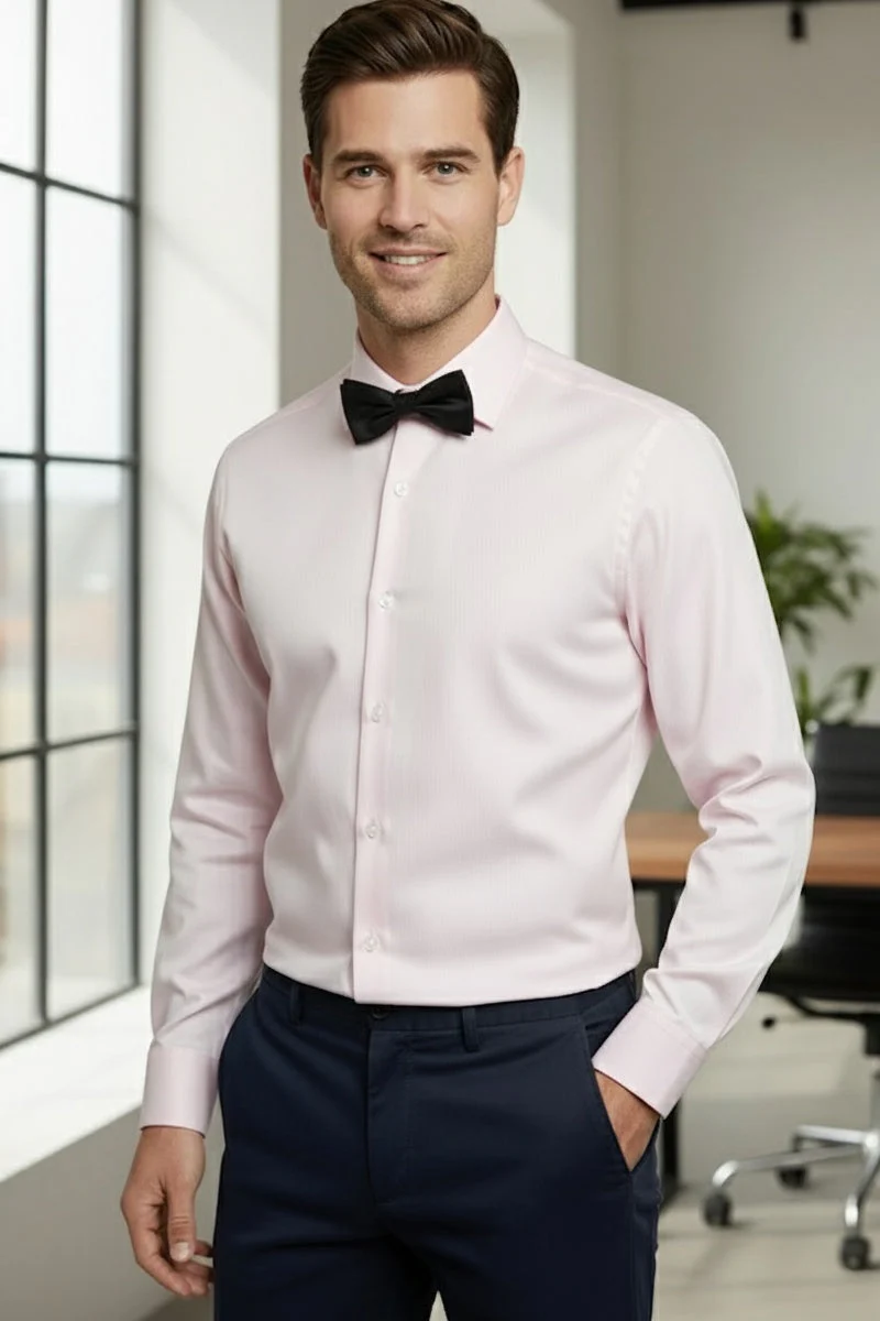 "Jamison" Pink Twill Spread Collar Dress Shirt - Image 16