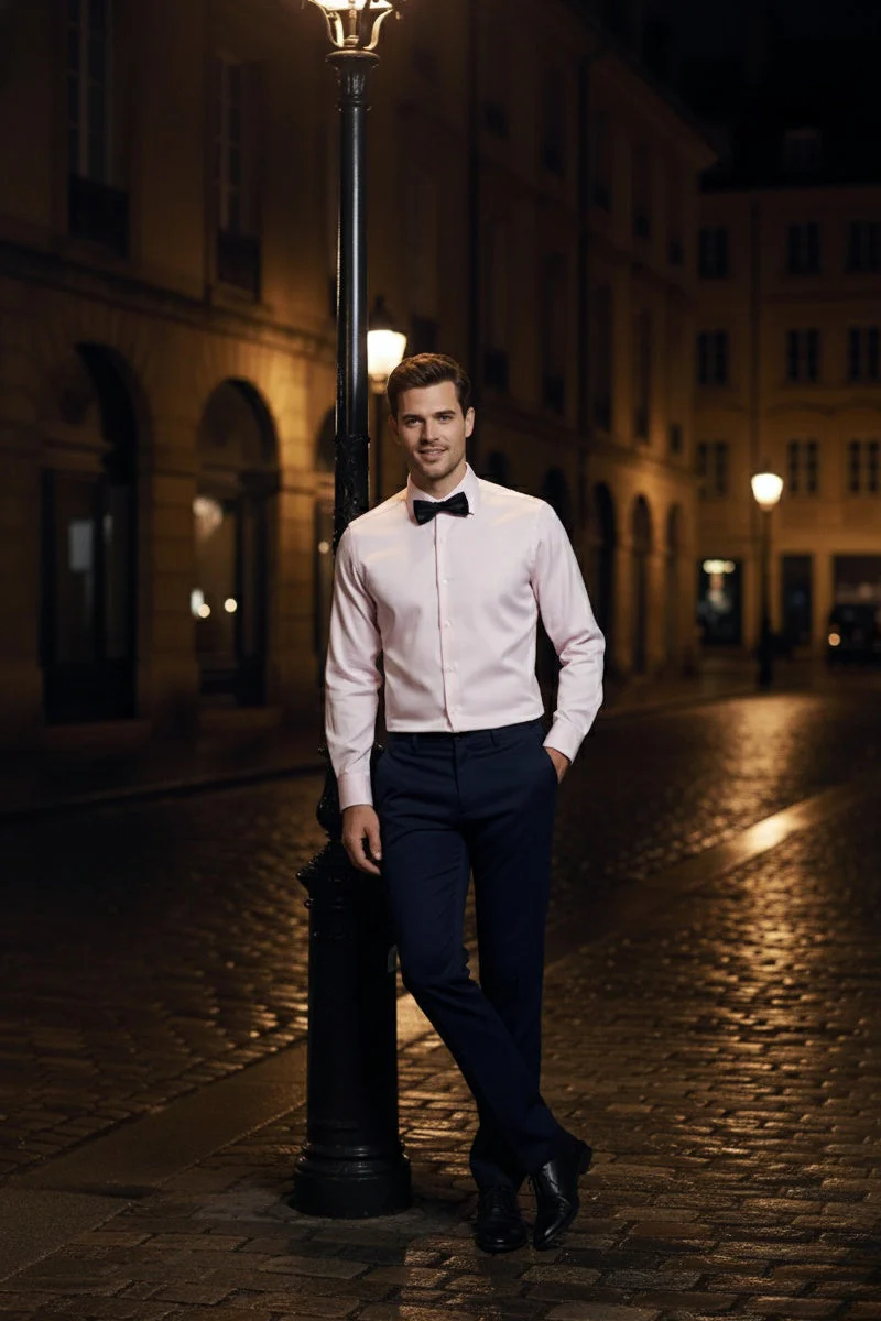 "Jamison" Pink Twill Spread Collar Dress Shirt - Image 17