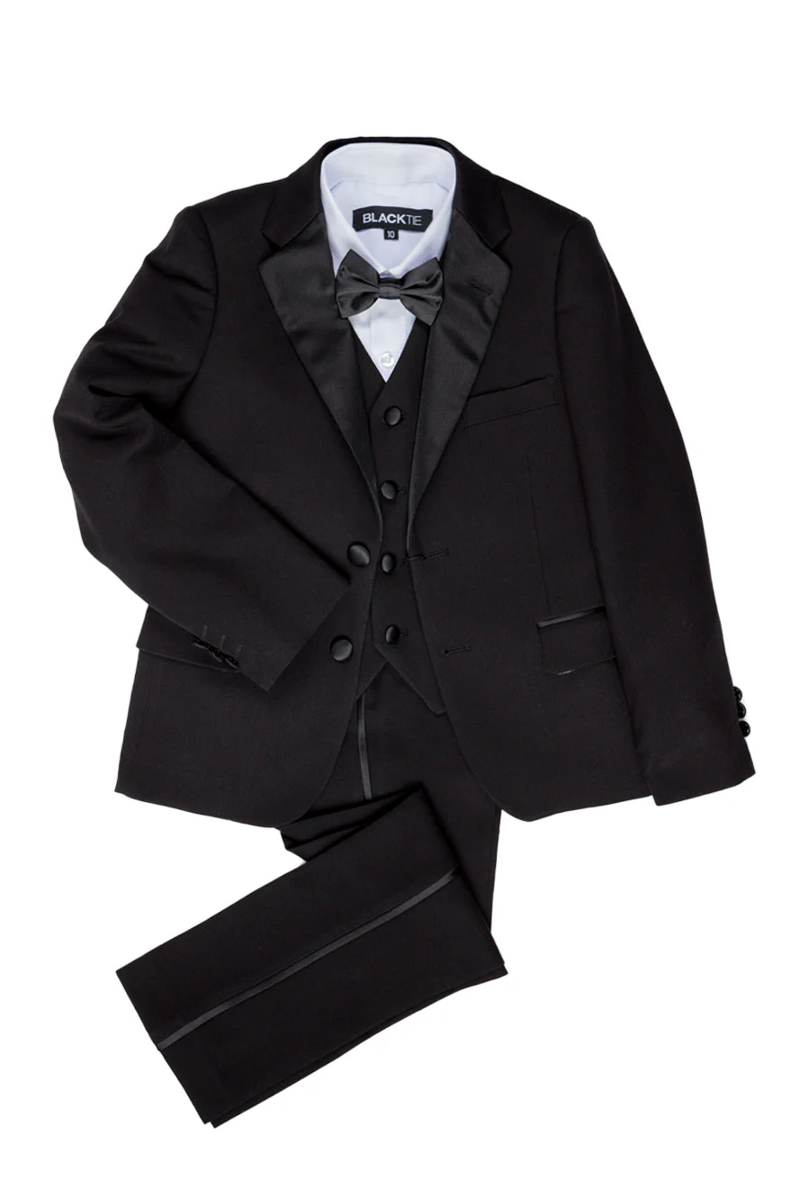 "Kingston" Kids Onyx Black Tuxedo (5-Piece Set) - Image 6