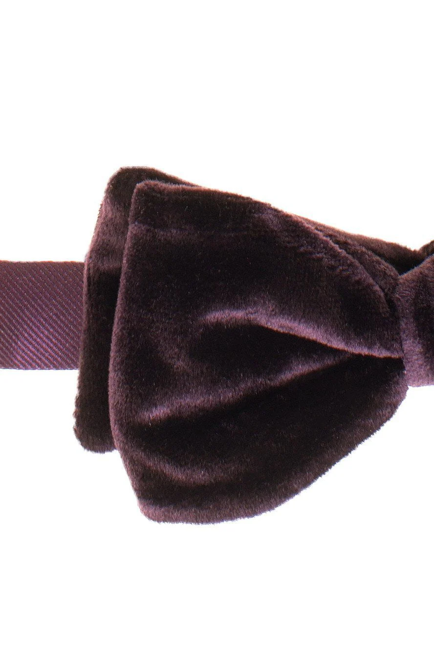 "Luxor"  Aubergine Velvet Bow Tie - Image 2
