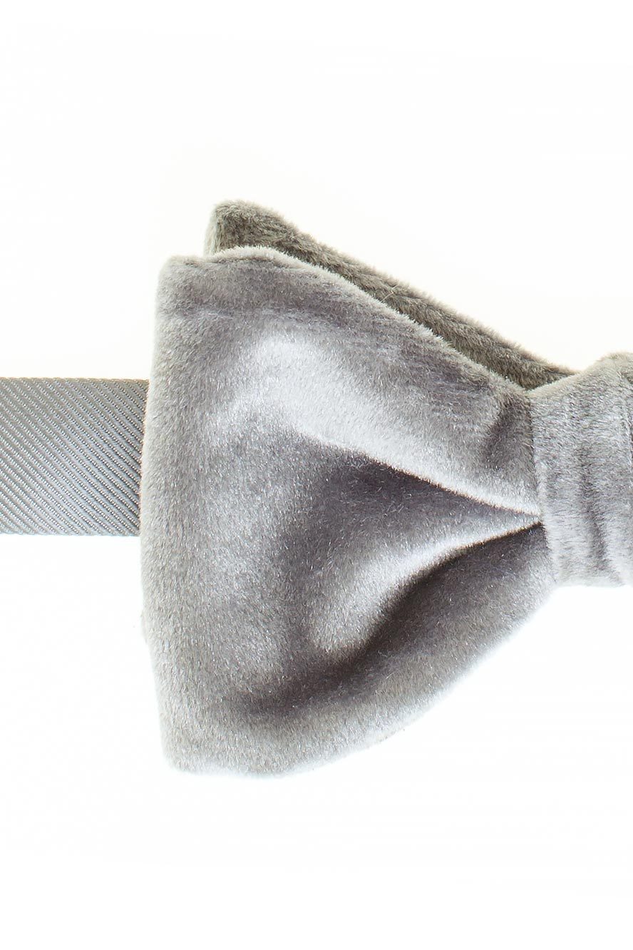 "Luxor" Grey Velvet Bow Tie - Image 2