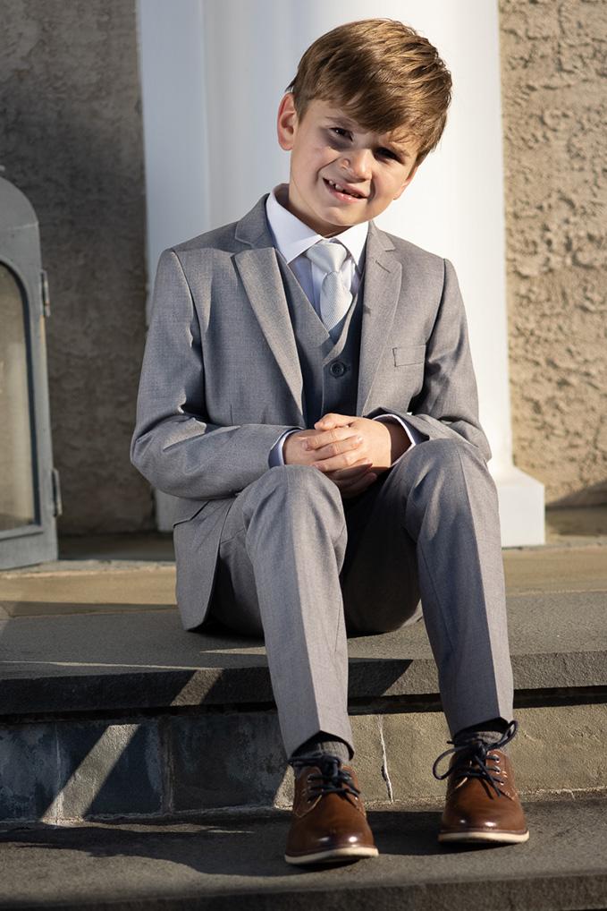 "Leo" Kids Heather Grey 5-Piece Suit - Image 2