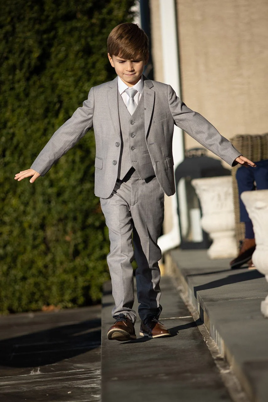 "Leo" Kids Heather Grey 5-Piece Suit - Image 4