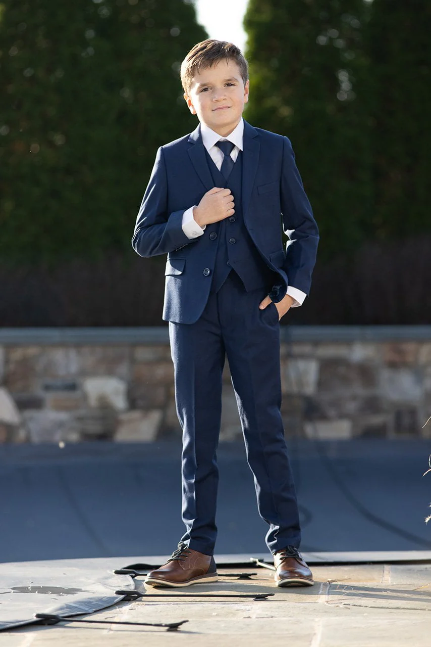"Leo" Kids Sapphire Blue 5-Piece Suit - Image 3