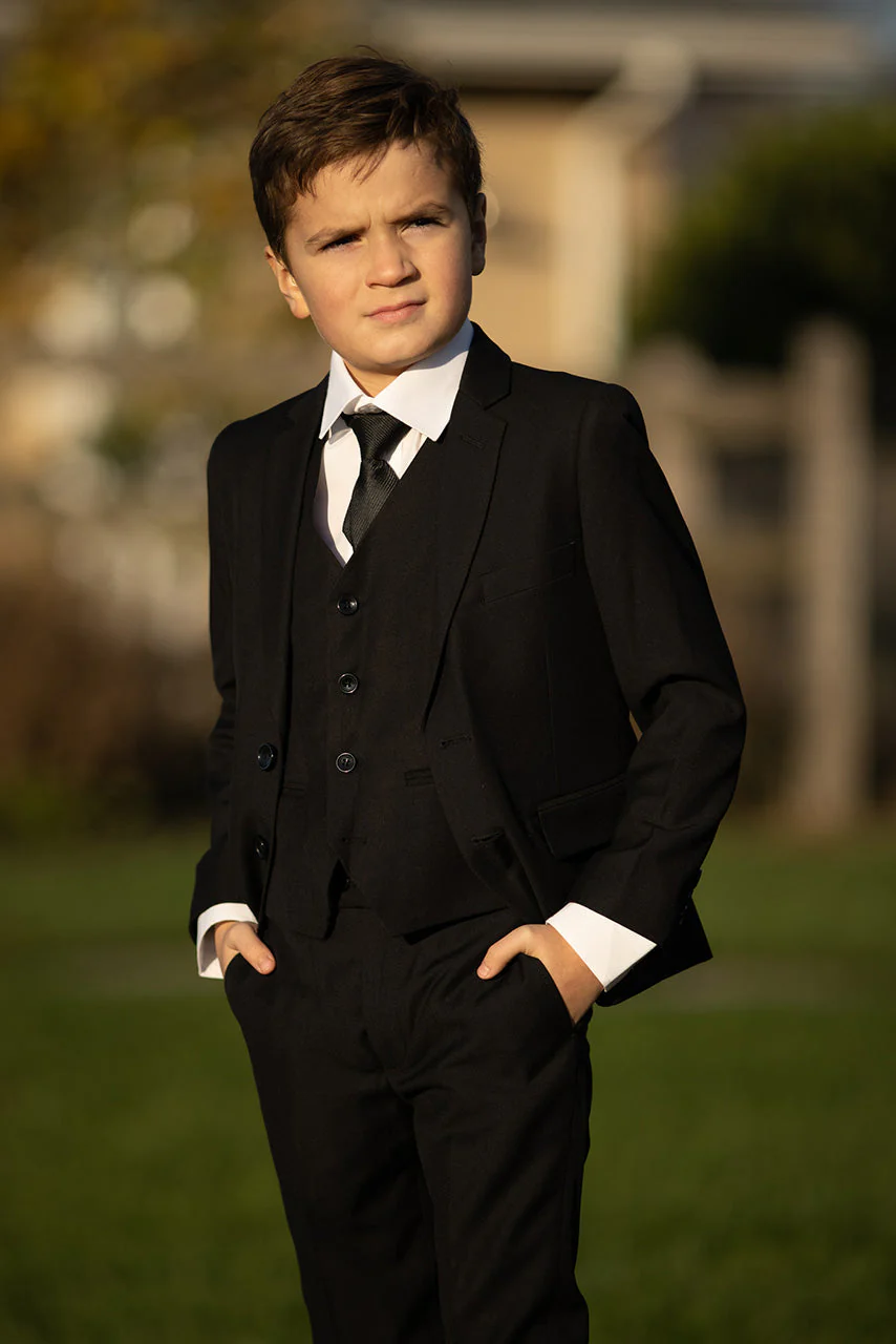 "Liam" Kids Onyx Black Suit (5-Piece Set) - Image 2