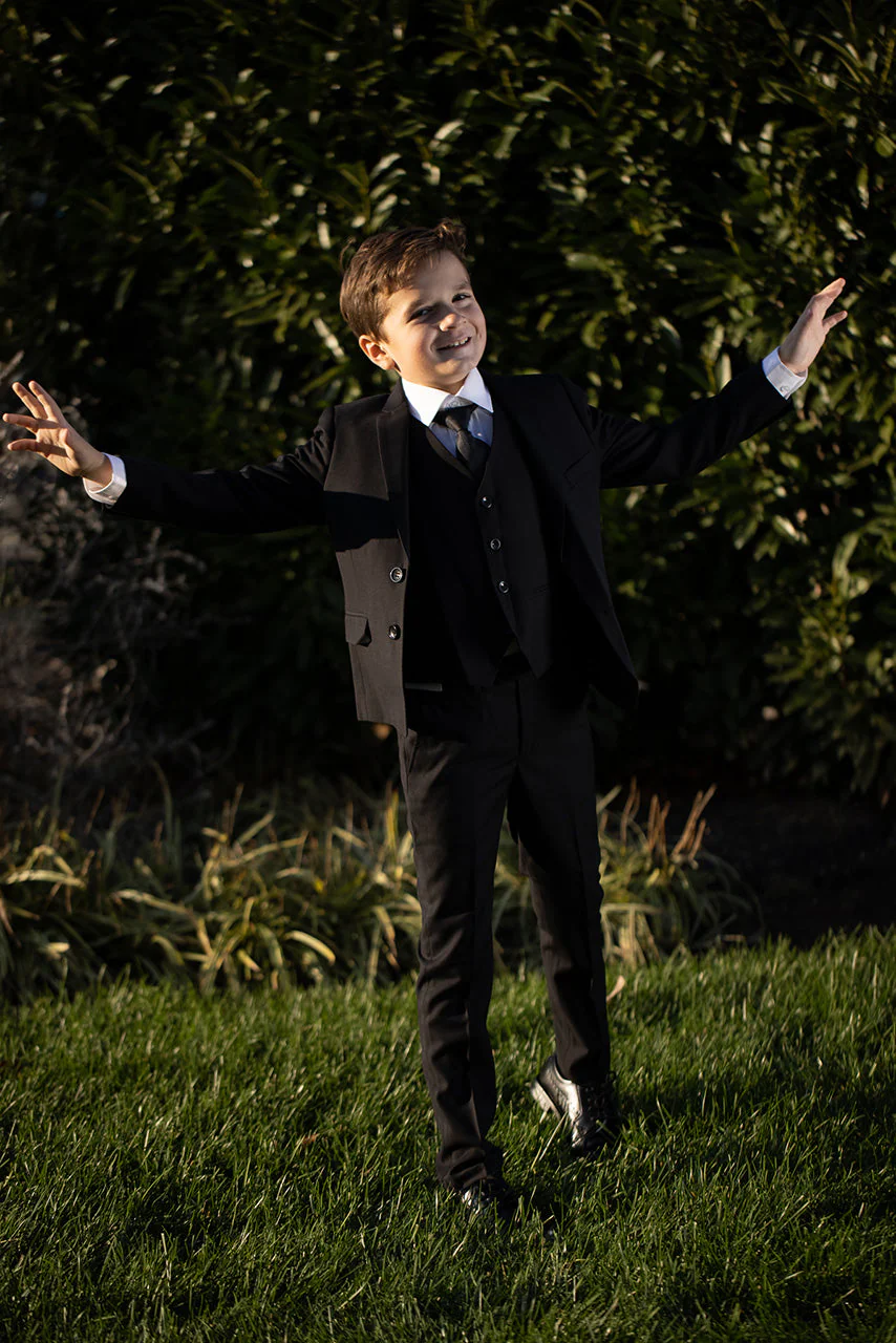 "Liam" Kids Onyx Black Suit (5-Piece Set) - Image 5