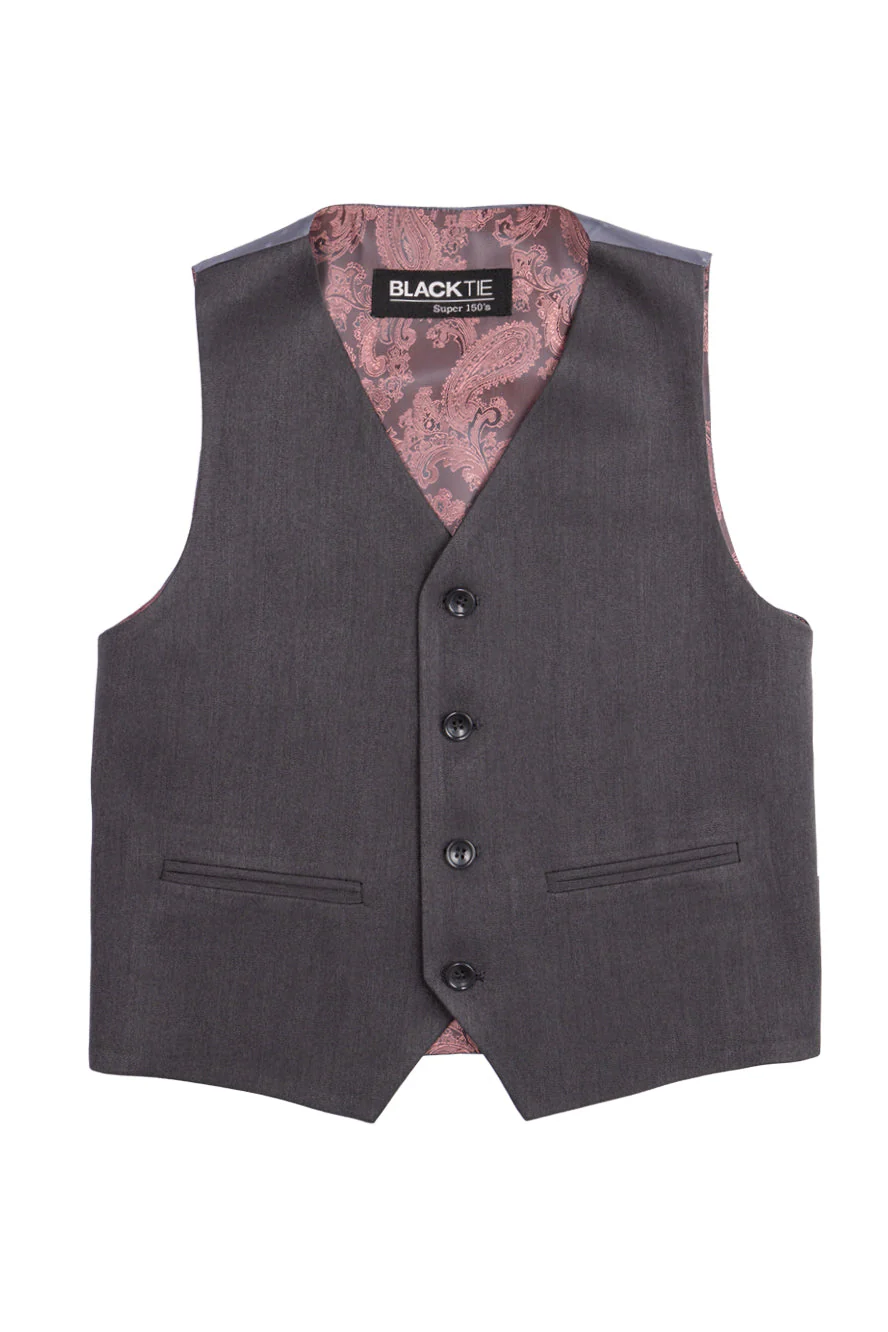 "Liam" Kids Charcoal Suit (5-Piece Set) - Image 9
