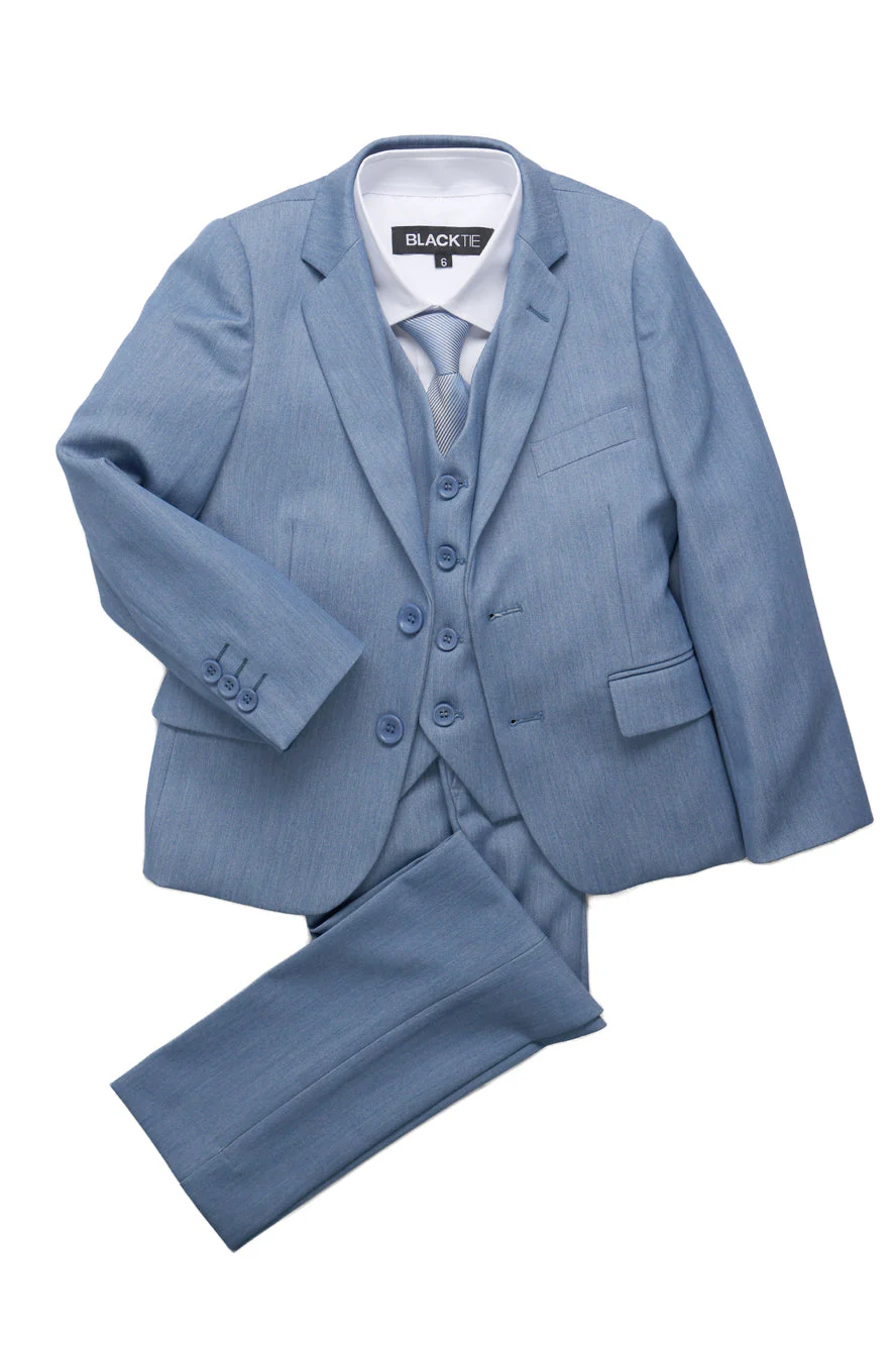 "Liam" Kids Denim Blue Suit (5-Piece Set) - Image 5