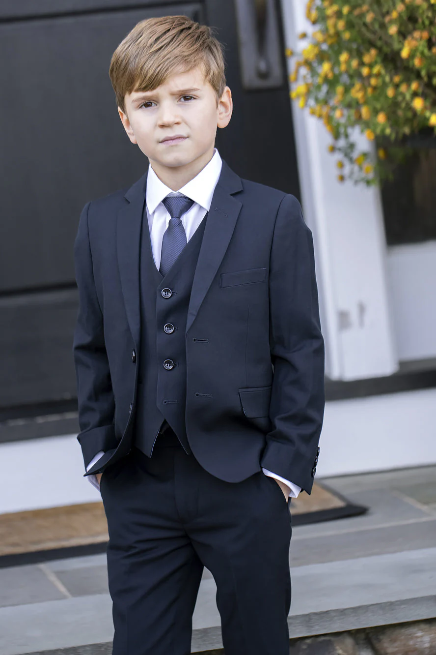 "Liam" Kids Midnight Blue Suit (5-Piece Set) - Image 3
