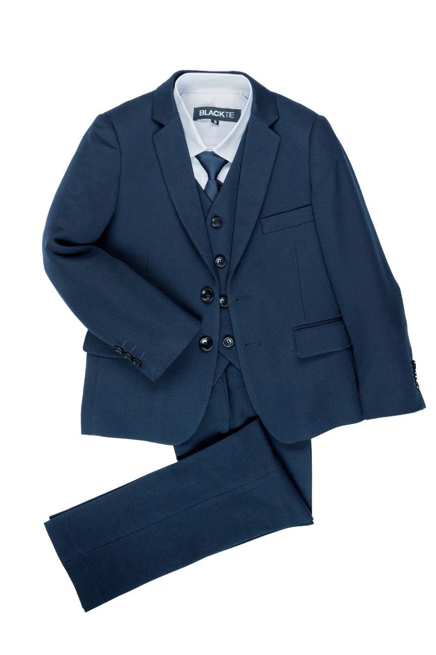 "Liam" Kids Midnight Blue Suit (5-Piece Set) - Image 7