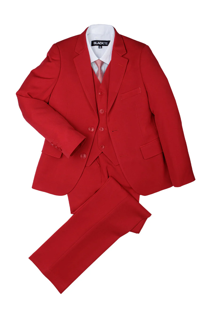 "Liam" Kids Red Suit (5-Piece Set) - Image 2