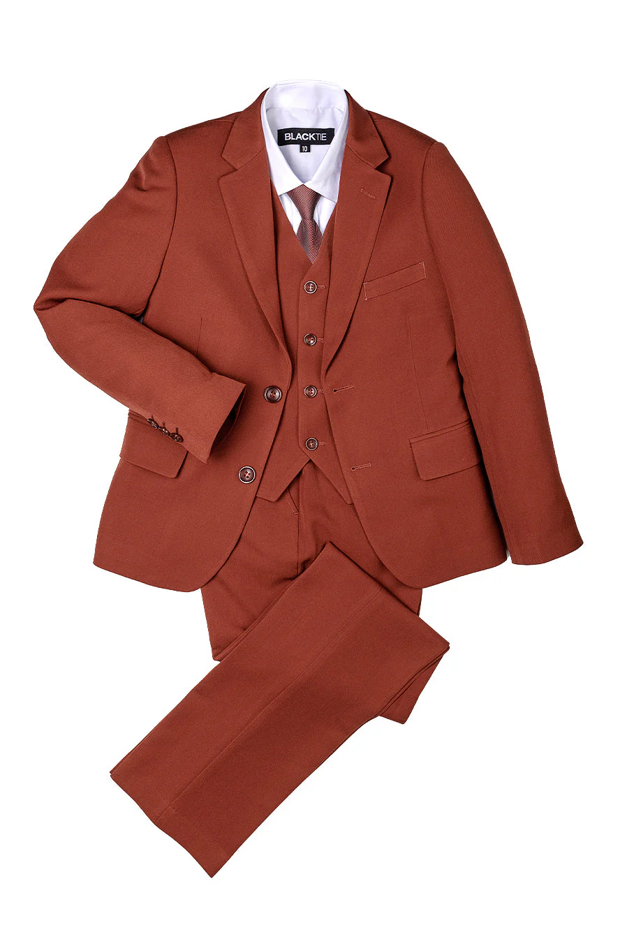 "Liam" Kids Rust Suit (5-Piece Set) - Image 2