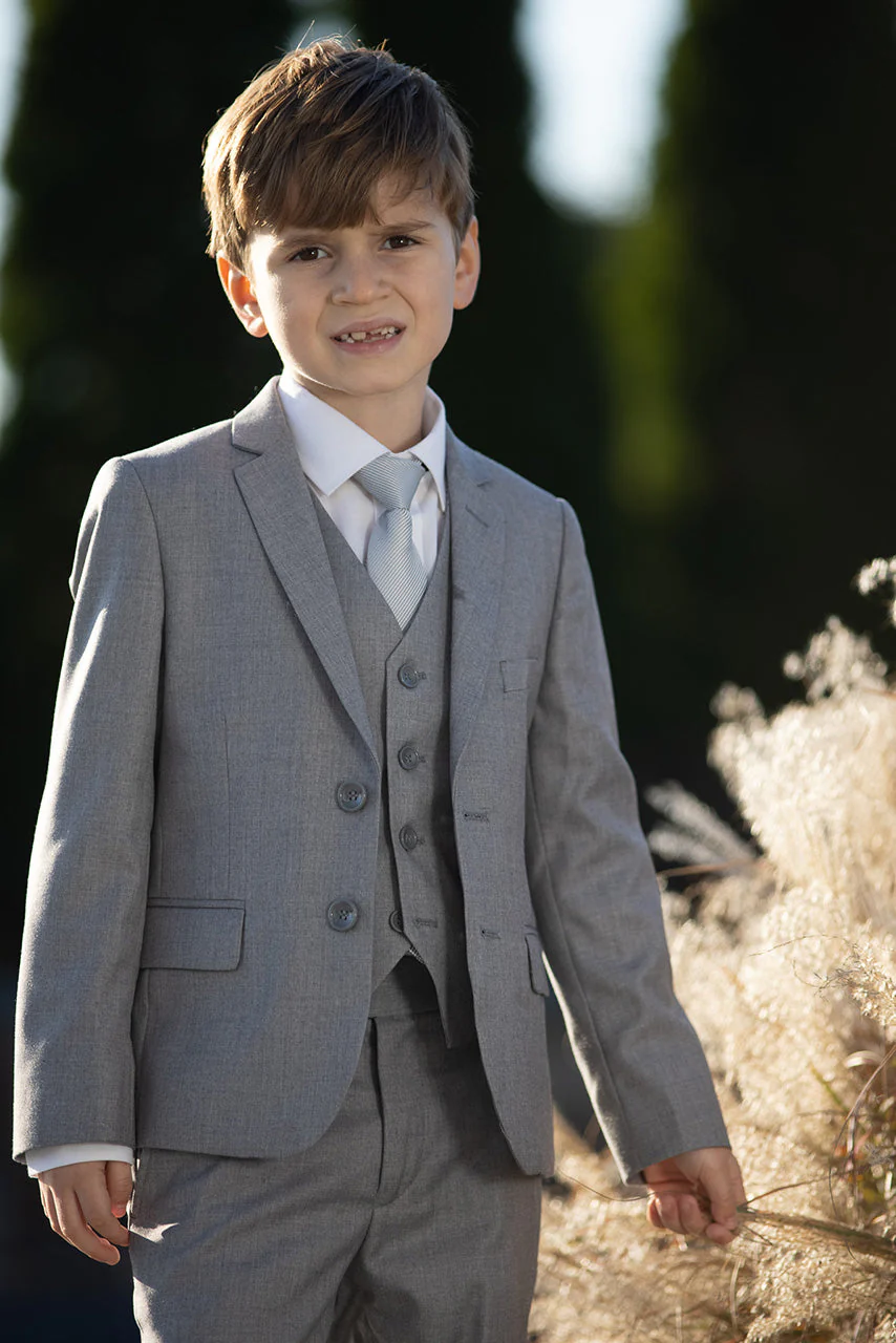 "Liam" Kids Vintage Grey Suit (5-Piece Set) - Image 6