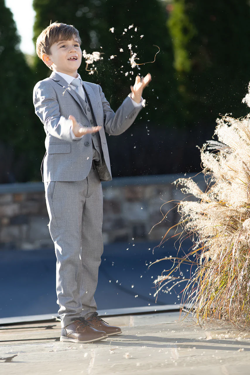 "Liam" Kids Vintage Grey Suit (5-Piece Set) - Image 7
