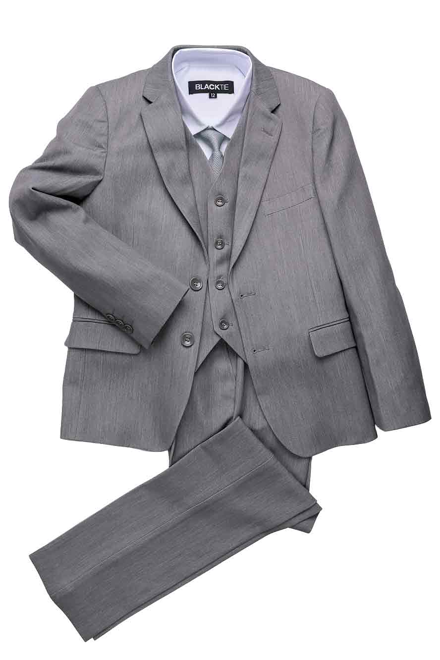 "Liam" Kids Vintage Grey Suit (5-Piece Set) - Image 8