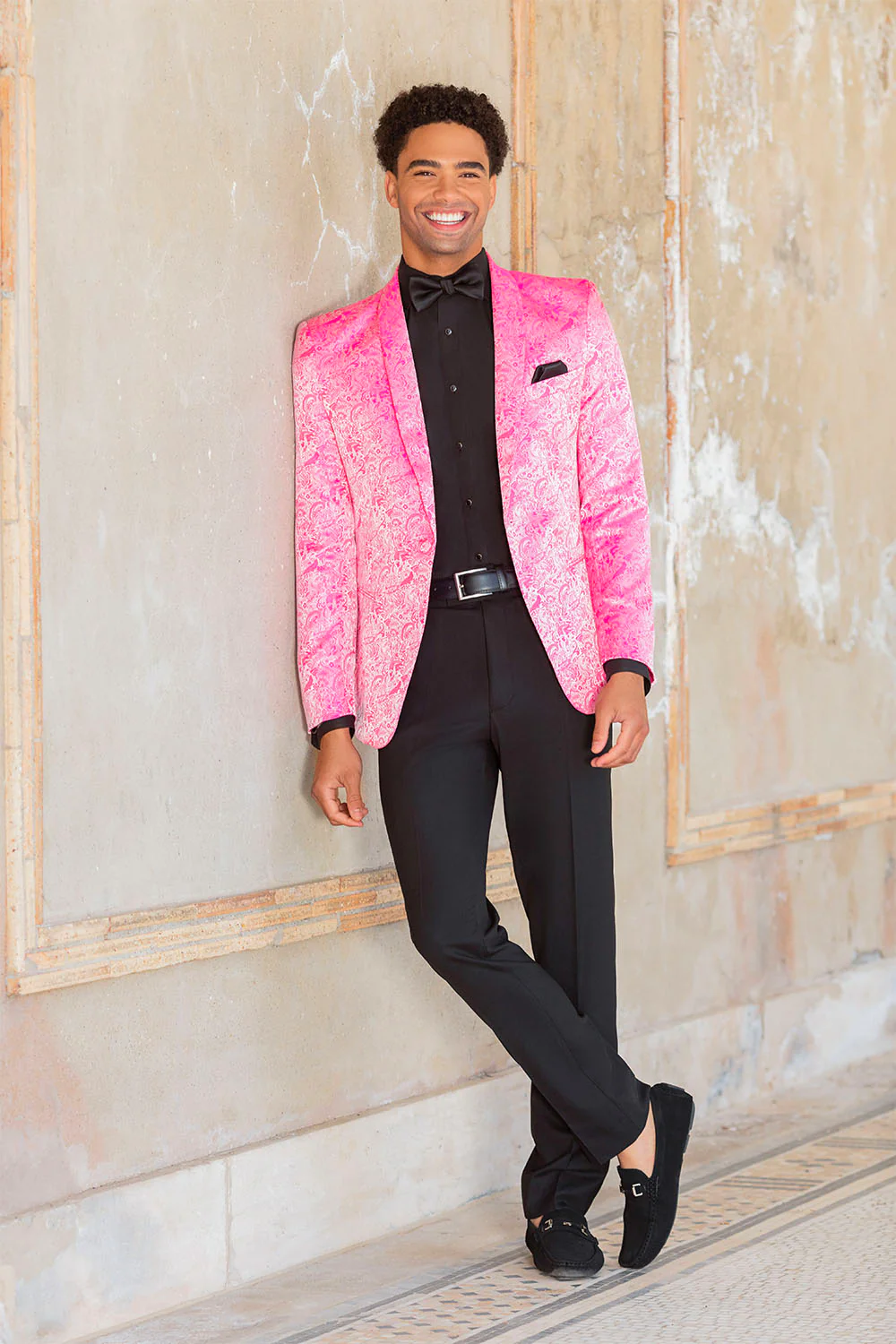 "Aries" Hot Pink Paisley Shawl Tuxedo Jacket (Separates) - Image 2