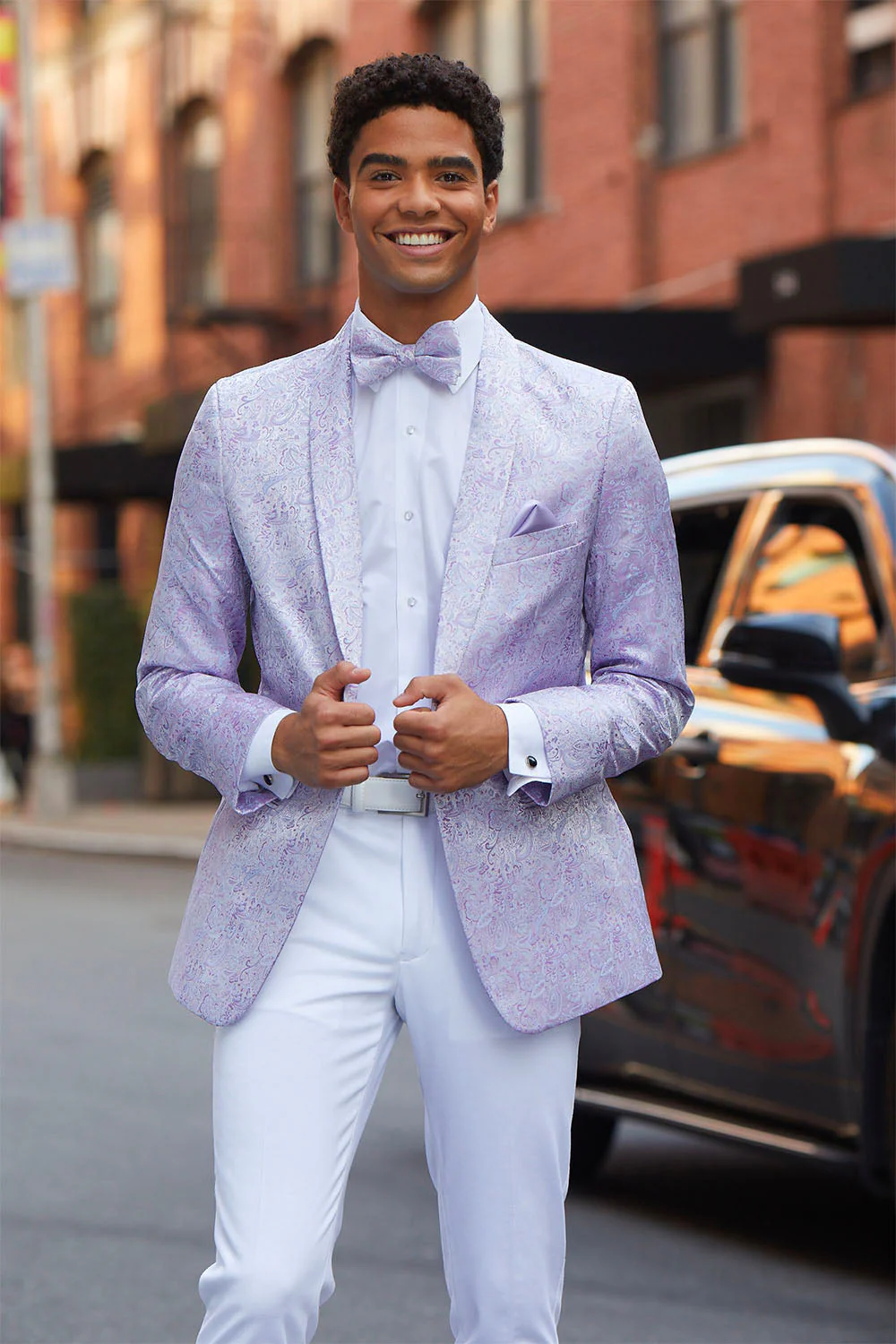 "Aries" Lilac Paisley Shawl Tuxedo Jacket (Separates) - Image 2