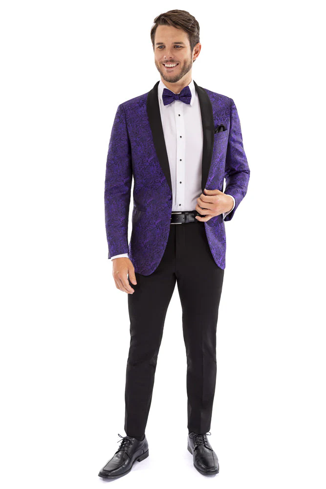 "Aries" Purple Paisley Shawl Tuxedo Jacket (Separates) - Image 2