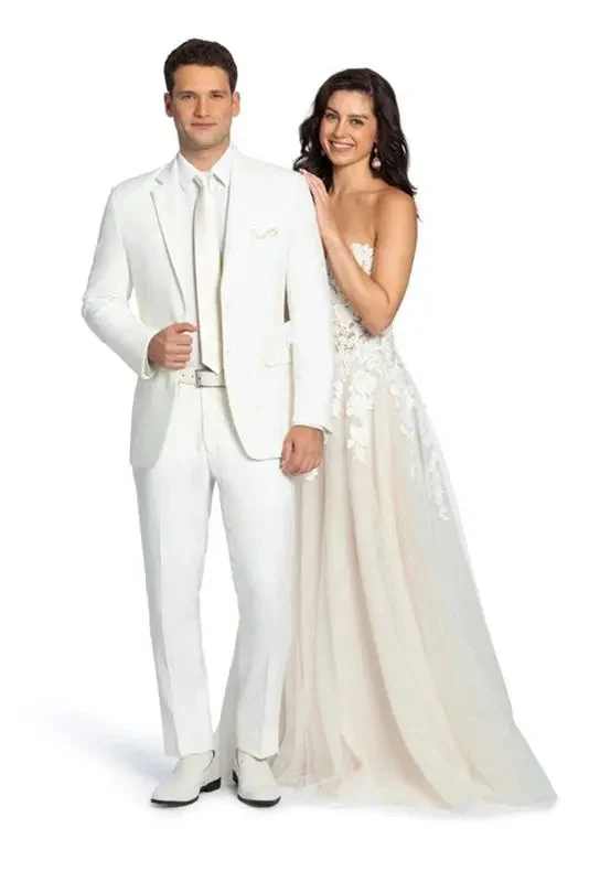 "Calypso" White Wool Blend Suit Pants - Image 2