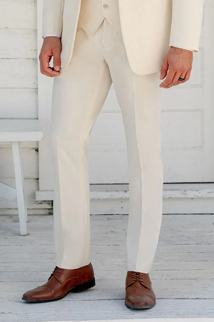 "Metro" Creme Luxury Blend Suit Pants
