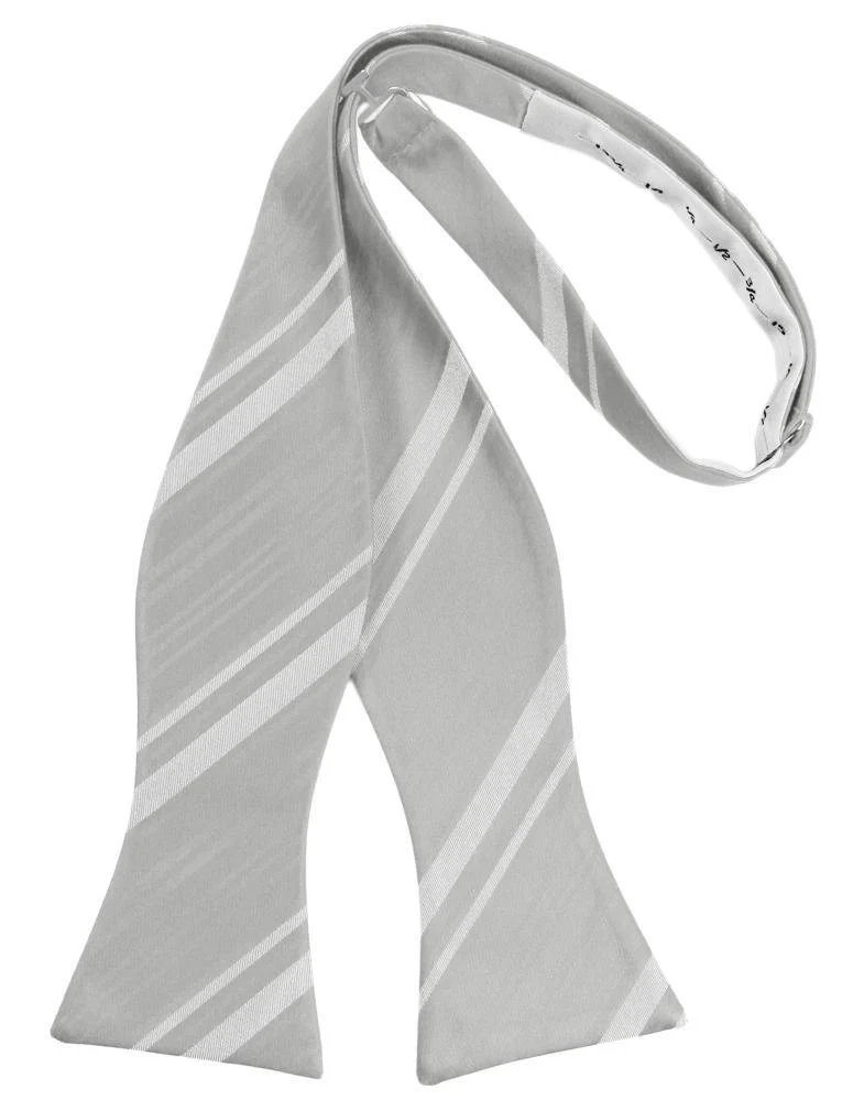 Platinum Striped Satin Bow Tie - Image 2