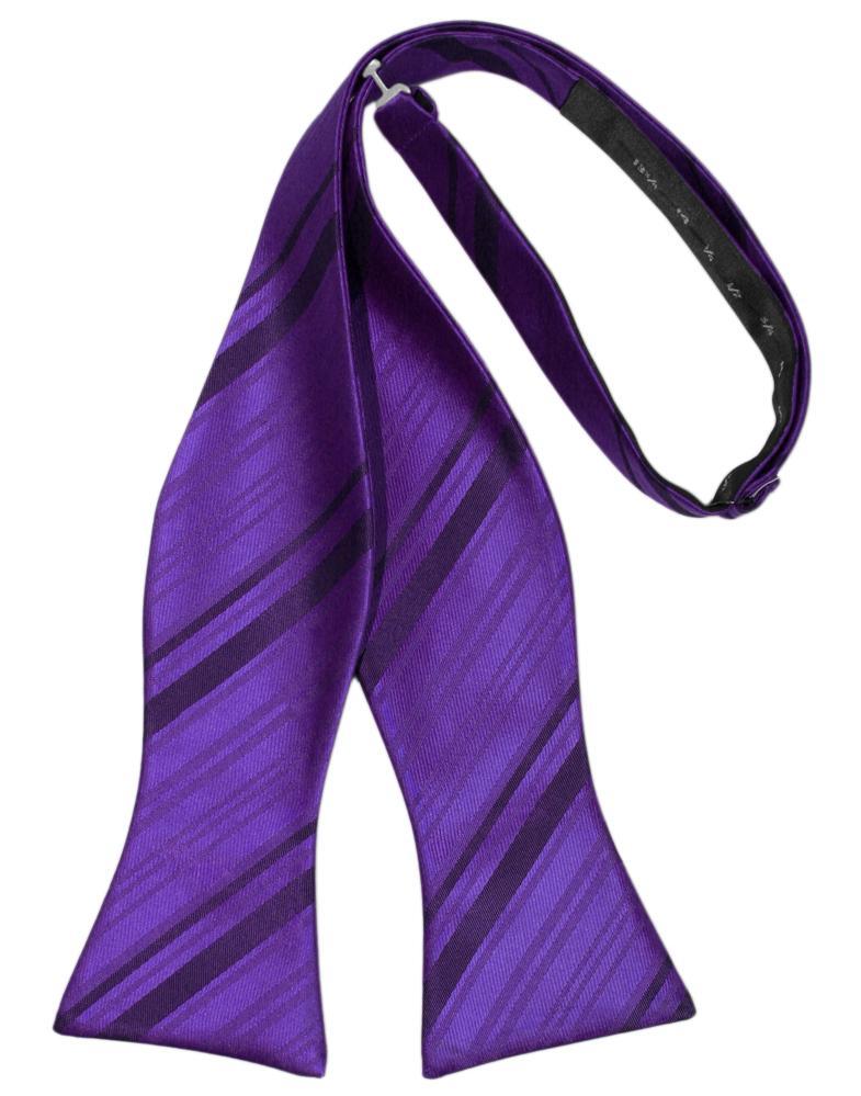Purple Striped Satin Bow Tie - Image 2