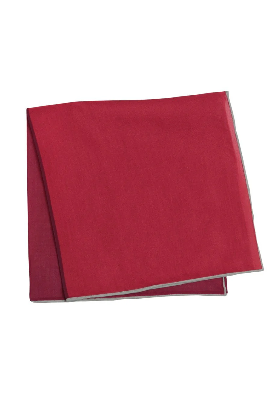 Red Silk & Cotton Blend Quad Pocket Square - Image 2