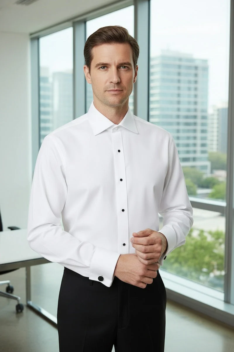 "Richard" White Spread Collar Shirt - Image 9