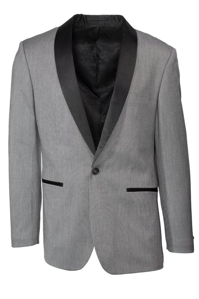 "Sebastian" Grey Pindot Tuxedo Jacket - Image 2