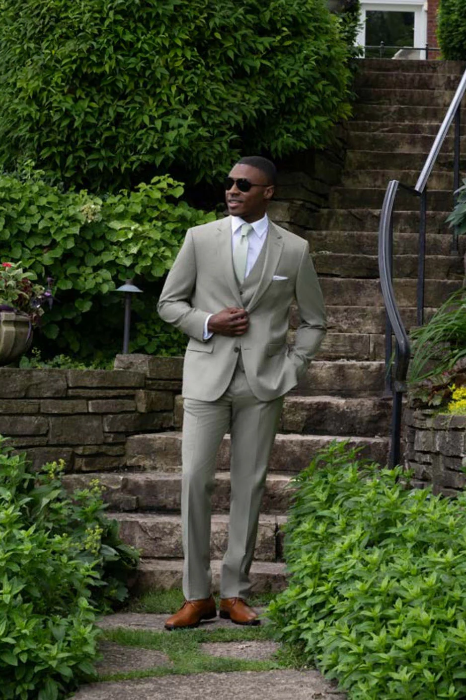 "Sharkskin" Celadon Green Suit Jacket (Separates) - Image 2