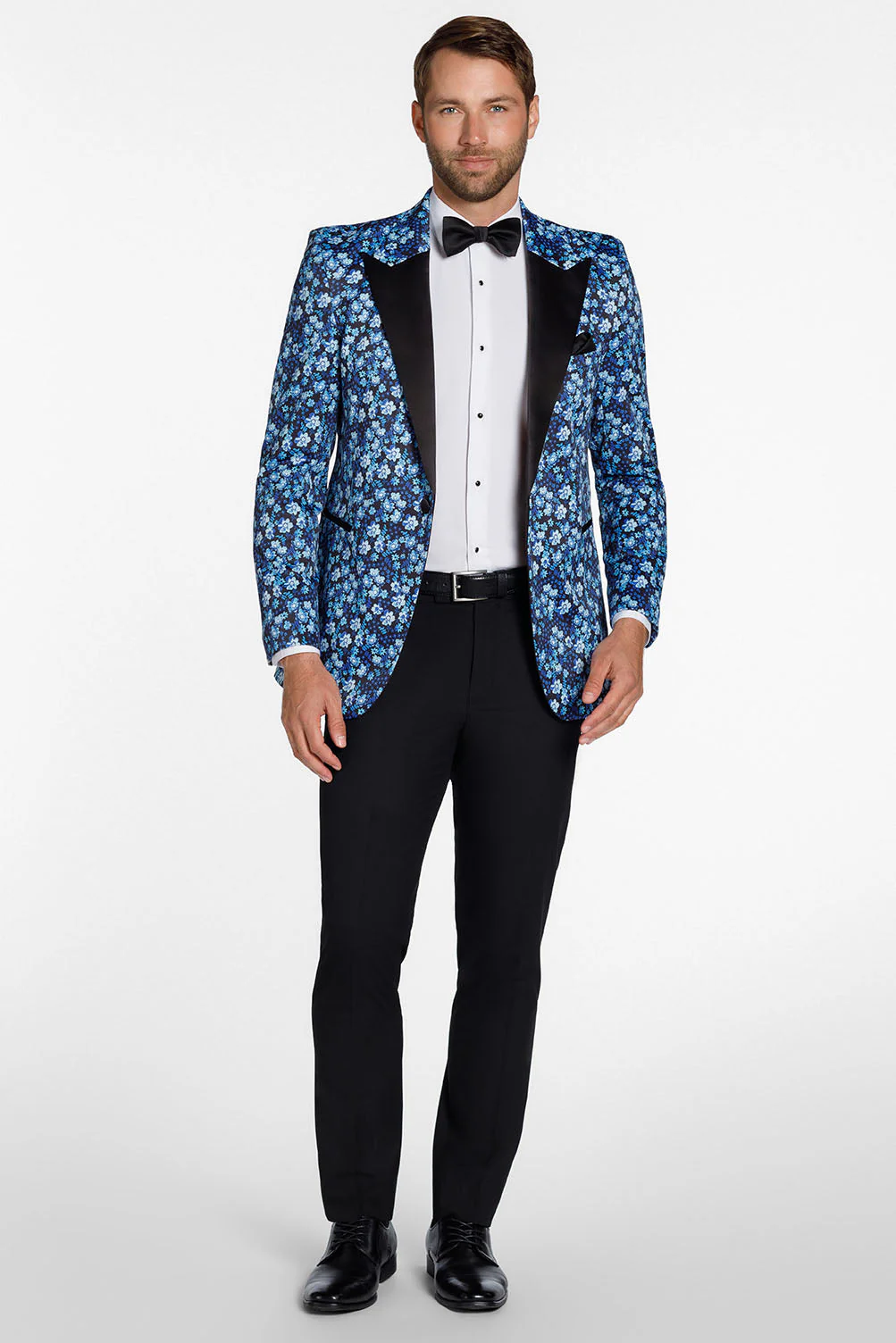 "Floral Fusion" Cobalt Blue Peak Tuxedo Jacket (Separates) - Image 3