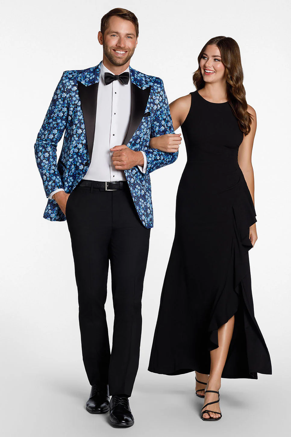 "Floral Fusion" Cobalt Blue Peak Tuxedo Jacket (Separates) - Image 4