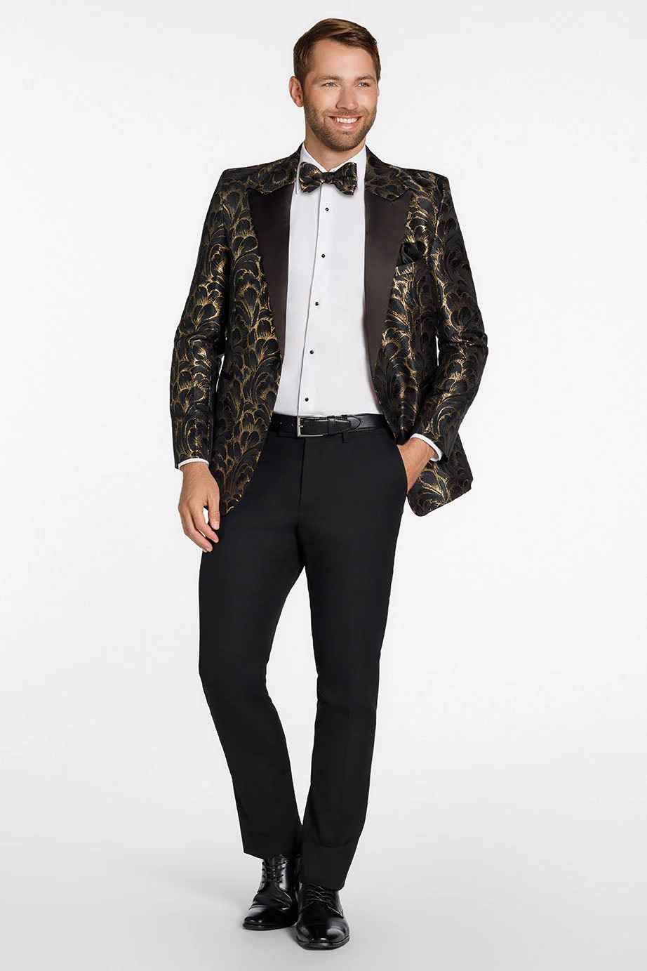 "Savannah" Black & Gold Peak Tuxedo Jacket (Separates) - Image 2