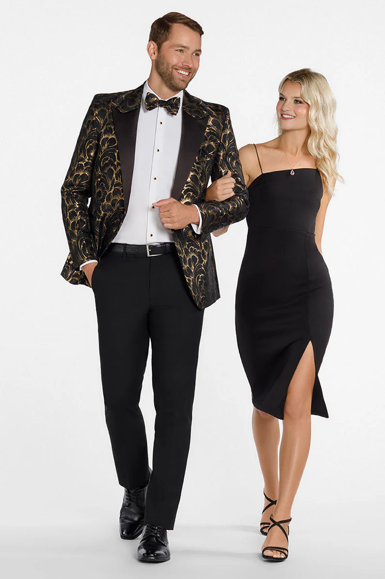 "Savannah" Black & Gold Peak Tuxedo Jacket (Separates) - Image 3
