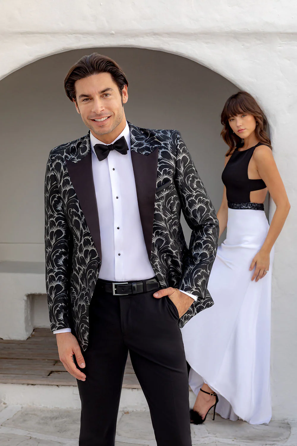 "Savannah" Black & Silver Peak Tuxedo Jacket (Separates) - Image 2