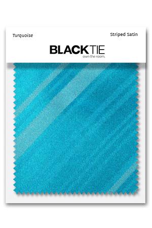 Turquoise Striped Satin Fabric Swatch