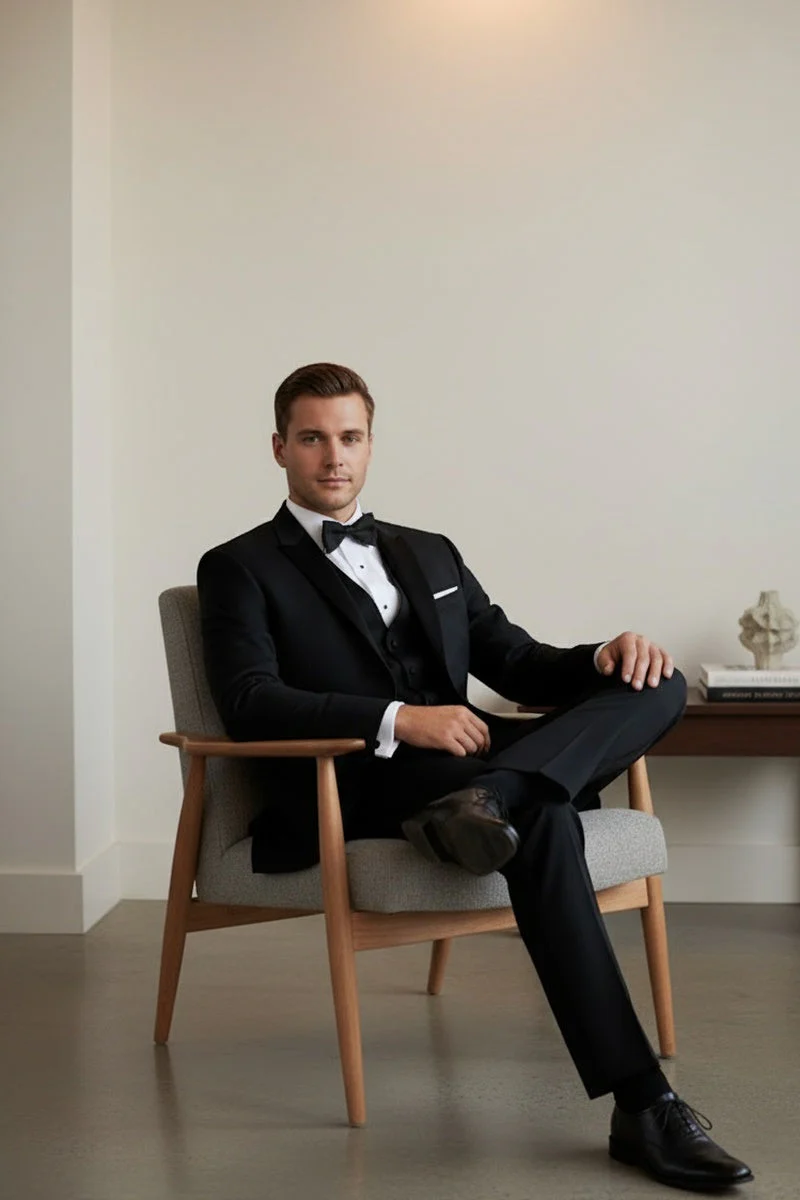 "Vermont" Black Tuxedo Jacket (Separates) - Image 9