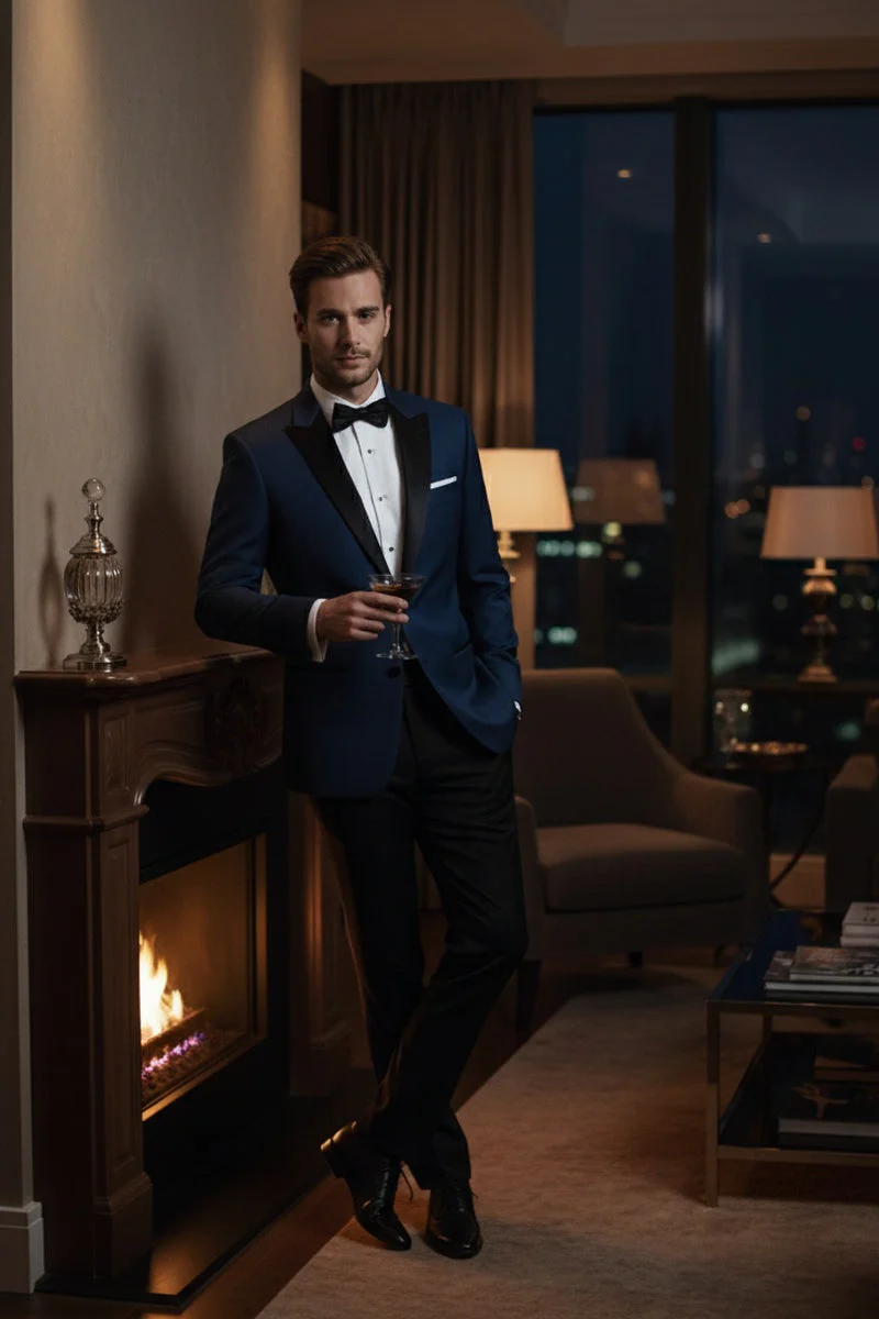 "Vermont" Indigo Blue Tuxedo Jacket (Separates) - Image 9