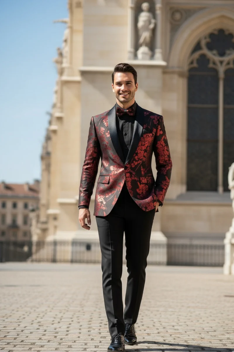"Fusion" Red Tuxedo Jacket (Separates) - Image 5